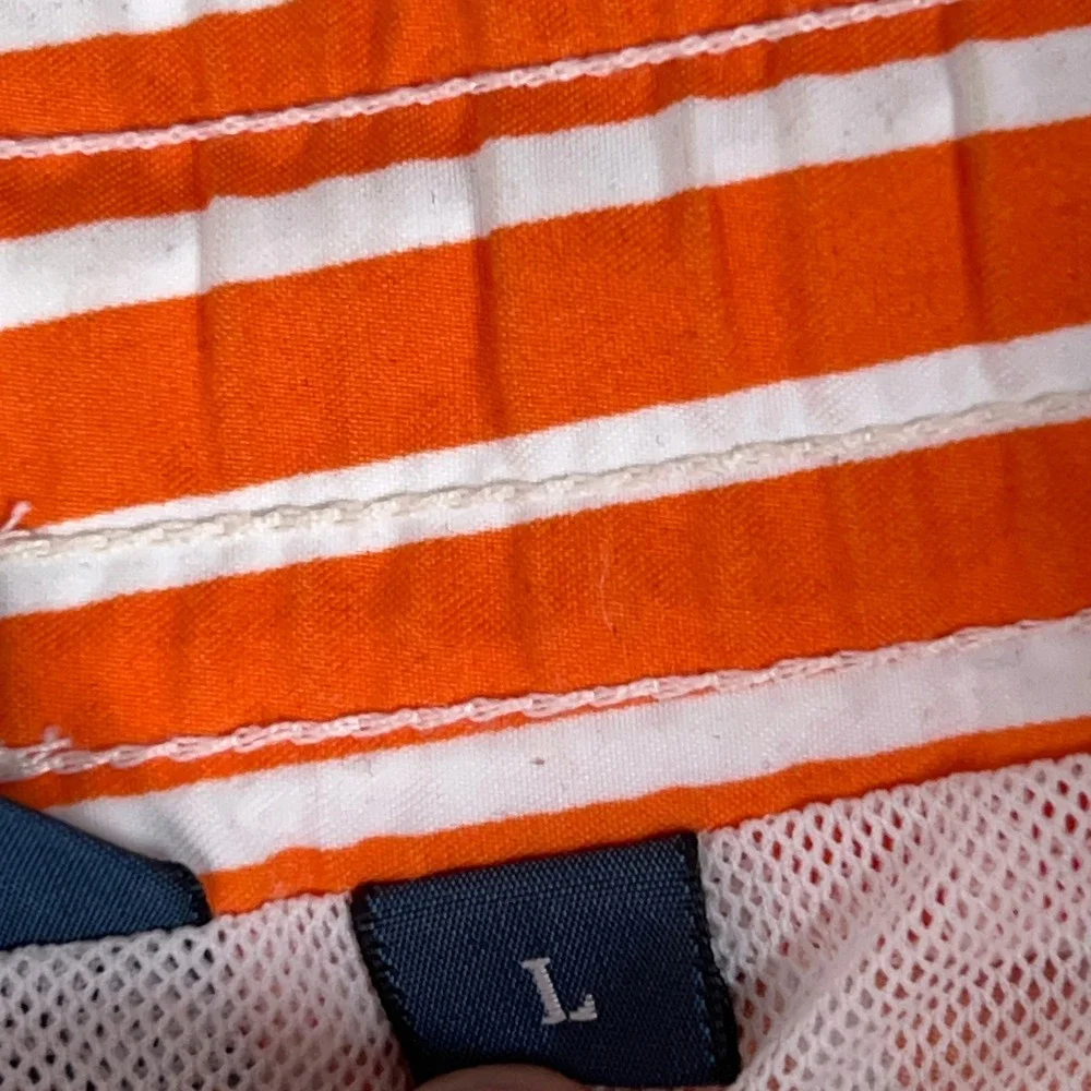 Polo Ralph Lauren Swim Trunks Mens L Orange Swimsuit Striped Beachwear Pony Logo